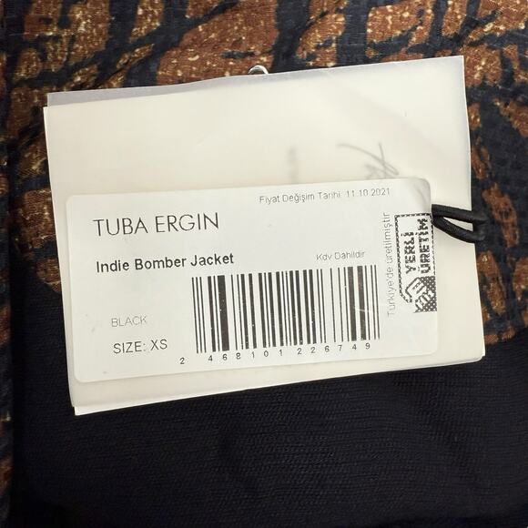 Tuba Ergin Jacket Womens Extra Small Brown Black Indie Bomber Jacket Designer - Picture 13 of 16